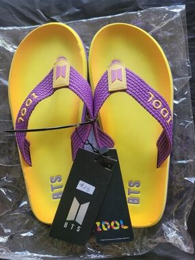 BTS Purple & Yellow Flip Flops